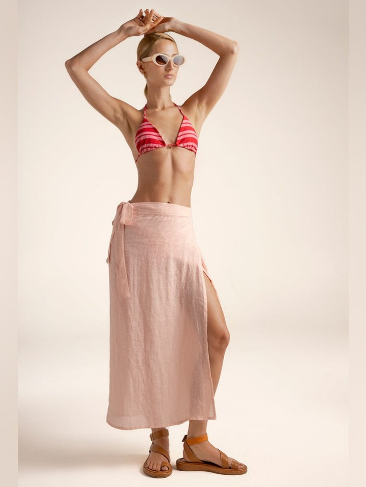 Scandal Italy Linen Dusty Pink Skirt
